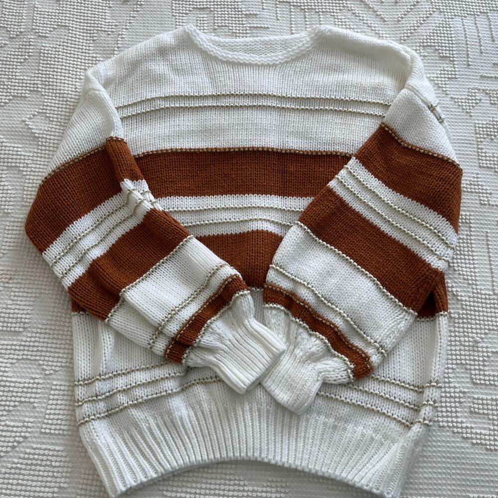 Women's Sweater in Cream, Gold, and Rust colors XL